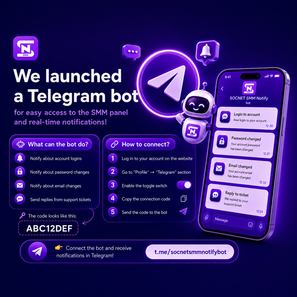 ⚙️ Update 1.0.3 — access to SMM Panel via Telegram bot